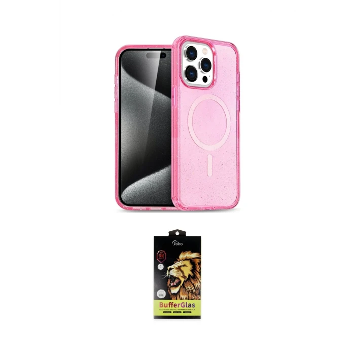 ieg™ iPhone 14 Pro Kılıf Eksen Doku Koleksiyonu - Siyah Buffer Cam Ekran Koruyucu