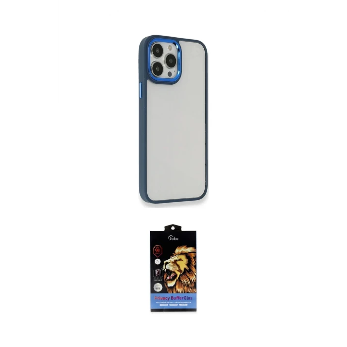 ieg™ iPhone 14 Pro Kılıf Eksen Doku Prime - Siyah Buffer Hayalet Cam Ekran Koruyucu