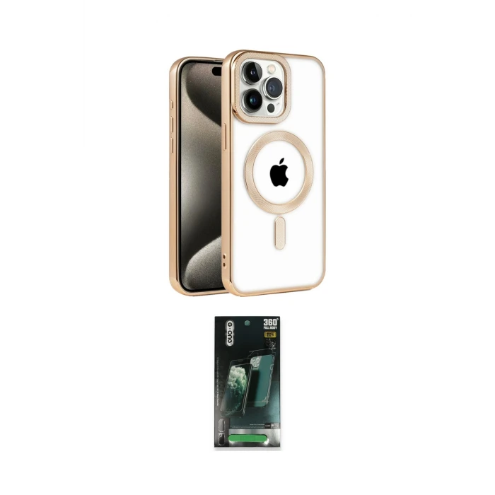 ieg™ iPhone 14 Pro Kılıf Eksen Form Koleksiyonu - Siyah 360 Mat Full Body Arka Koruyucu