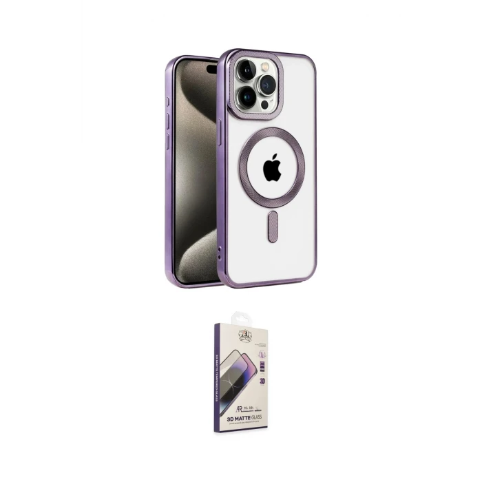 ieg™ iPhone 14 Pro Kılıf Eksen Form Koleksiyonu - Siyah Bilvis 3D Mat Cam Ekran Koruyucu