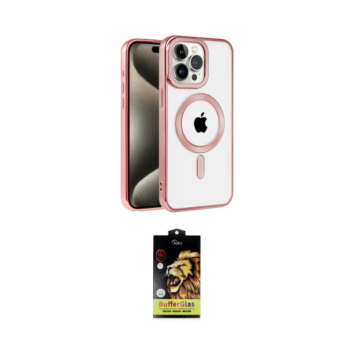 ieg™ iPhone 14 Pro Kılıf Eksen Form Koleksiyonu - Siyah Buffer Cam Ekran Koruyucu