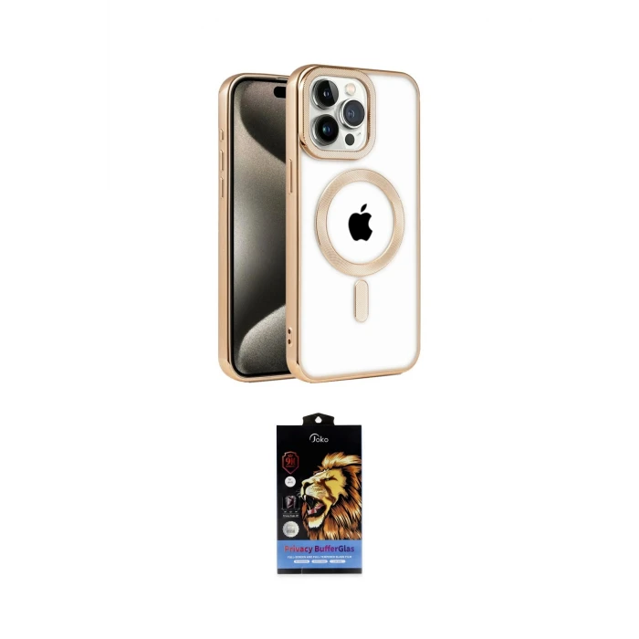 ieg™ iPhone 14 Pro Kılıf Eksen Form Koleksiyonu - Siyah Buffer Hayalet Cam Ekran Koruyucu