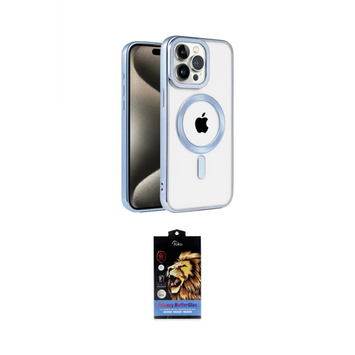 ieg™ iPhone 14 Pro Kılıf Eksen Form Koleksiyonu - Siyah Buffer Hayalet Cam Ekran Koruyucu