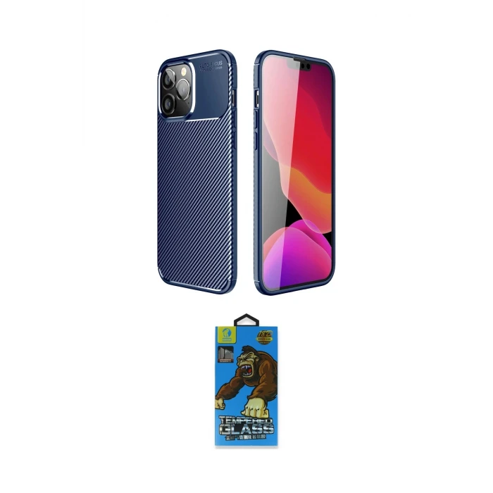 ieg™ iPhone 14 Pro Kılıf Eksen Form Prime - Siyah 18D Cam Ekran Koruyucu