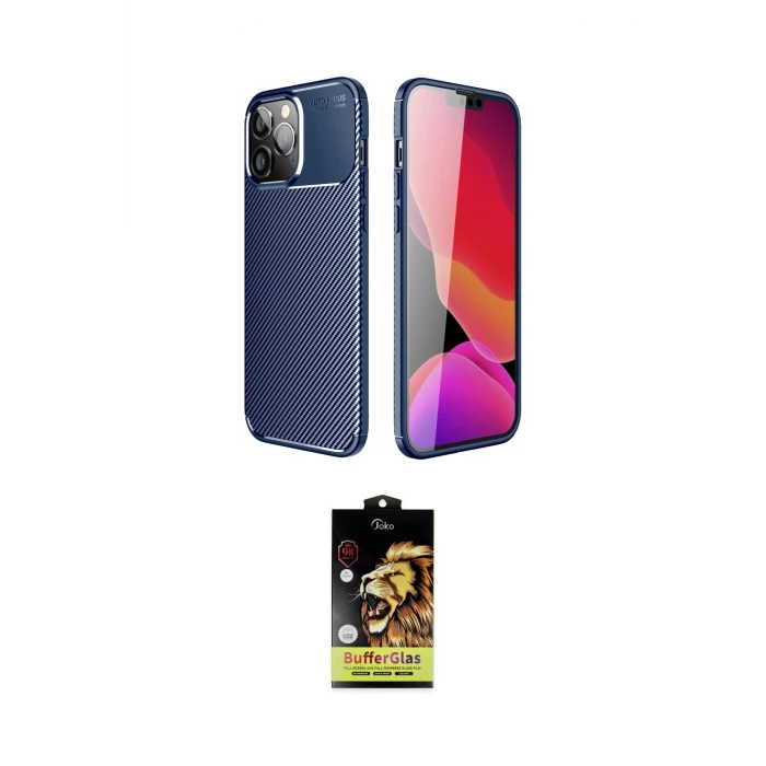 ieg™ iPhone 14 Pro Kılıf Eksen Form Prime - Siyah Buffer Cam Ekran Koruyucu