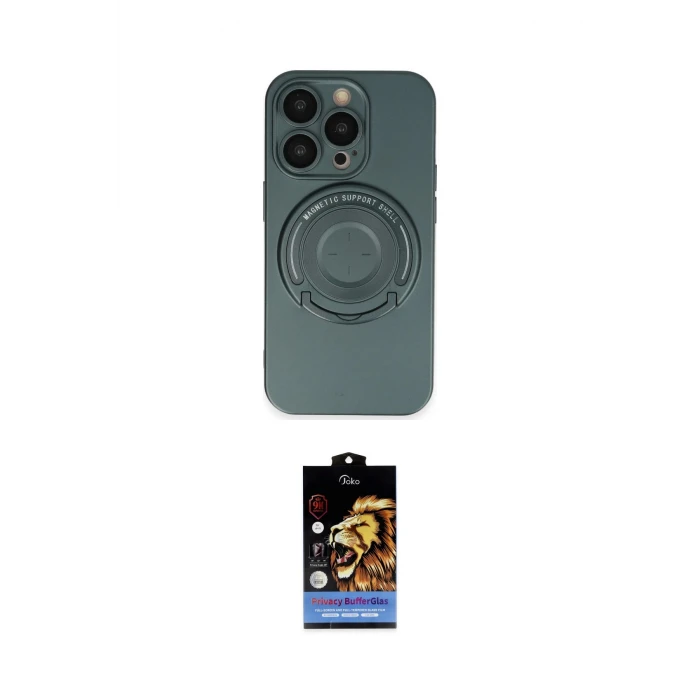 ieg™ iPhone 14 Pro Kılıf Eksen Klasik Prime - Siyah Buffer Hayalet Cam Ekran Koruyucu