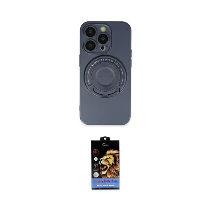 ieg™ iPhone 14 Pro Kılıf Eksen Klasik Prime - Siyah Buffer Hayalet Cam Ekran Koruyucu