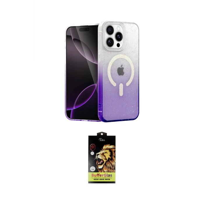 ieg™ iPhone 14 Pro Kılıf Eksen Minimal Özel Seri - Siyah Buffer Cam Ekran Koruyucu