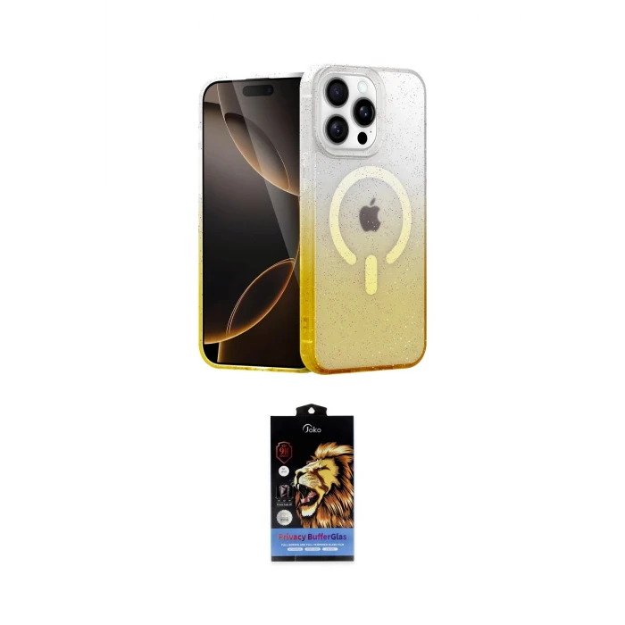 ieg™ iPhone 14 Pro Kılıf Eksen Minimal Özel Seri - Siyah Buffer Hayalet Cam Ekran Koruyucu