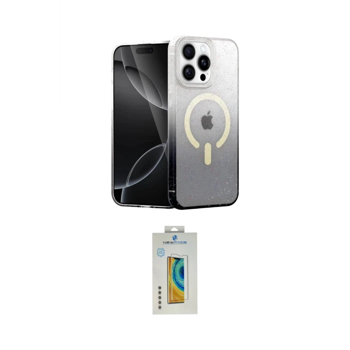 ieg™ iPhone 14 Pro Kılıf Eksen Minimal Özel Seri - Siyah Polymer Nano Ekran Koruyucu