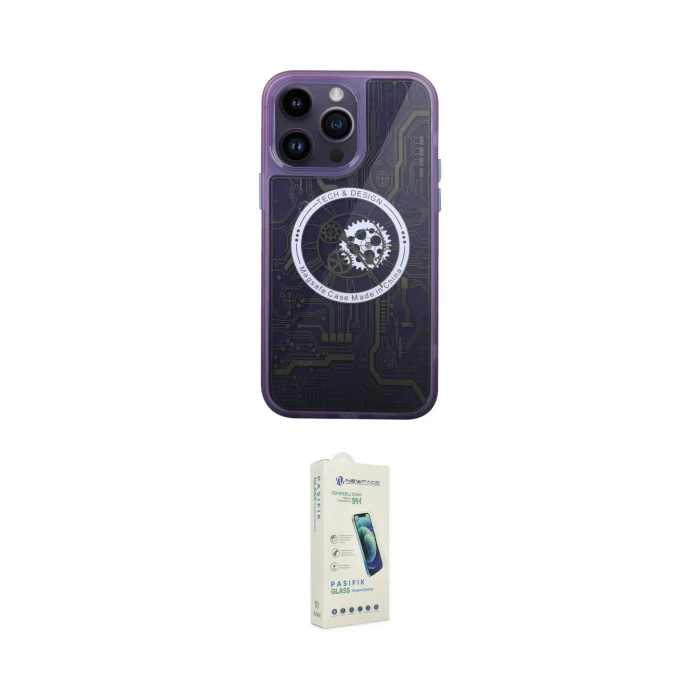 ieg™ iPhone 14 Pro Kılıf İz Form - Şeffaf Pasifik Cam Ekran Koruyucu