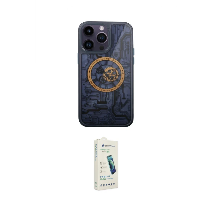 ieg™ iPhone 14 Pro Kılıf İz Form - Şeffaf Pasifik Cam Ekran Koruyucu