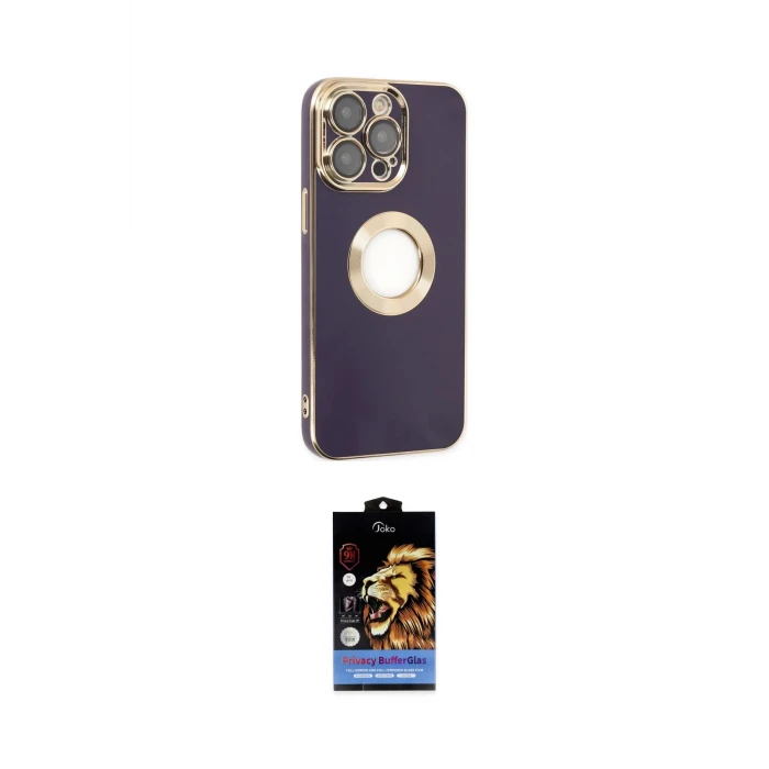 ieg™ iPhone 14 Pro Kılıf İz Form Serisi - Siyah Buffer Hayalet Cam Ekran Koruyucu