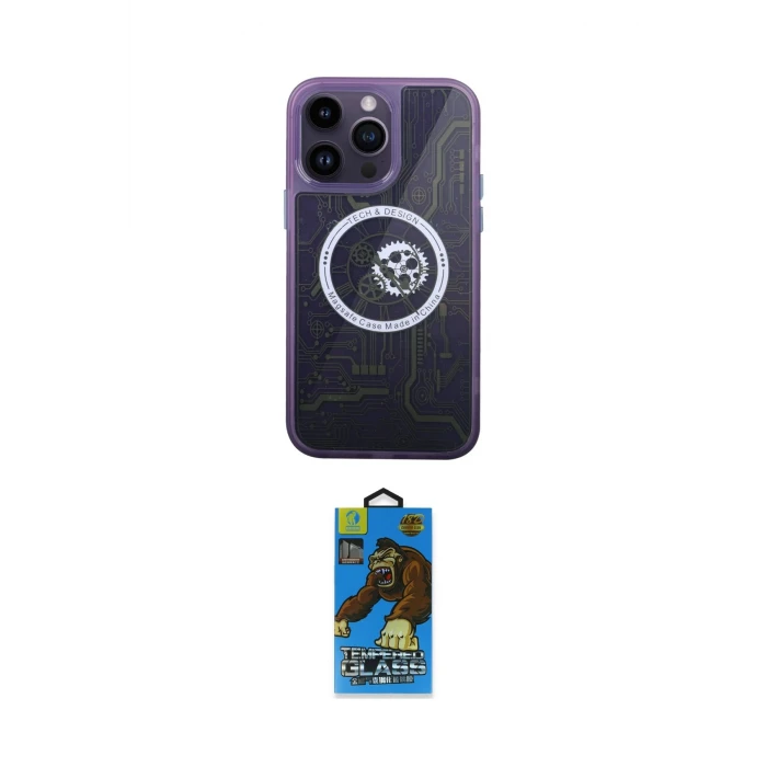 ieg™ iPhone 14 Pro Kılıf İz Form - Siyah 18D Cam Ekran Koruyucu