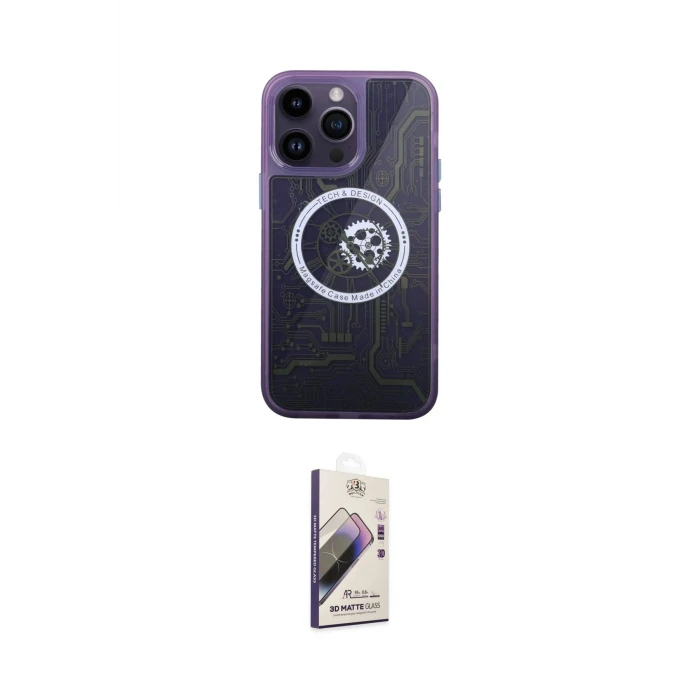 ieg™ iPhone 14 Pro Kılıf İz Form - Siyah Bilvis 3D Mat Cam Ekran Koruyucu