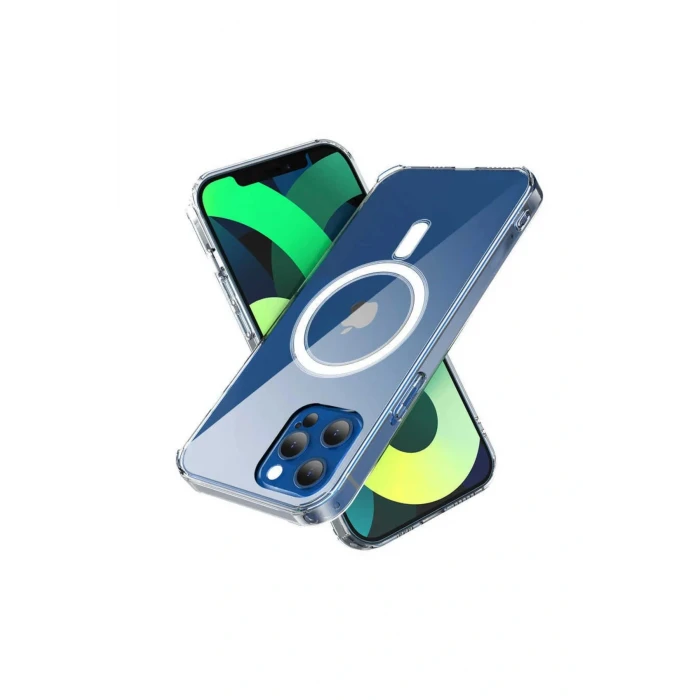 İEG® Iphone 14 Pro Kılıf Kamera Lens Korumalı Magsafe Destekli Şeffaf Darbe Emici Sert Kapak