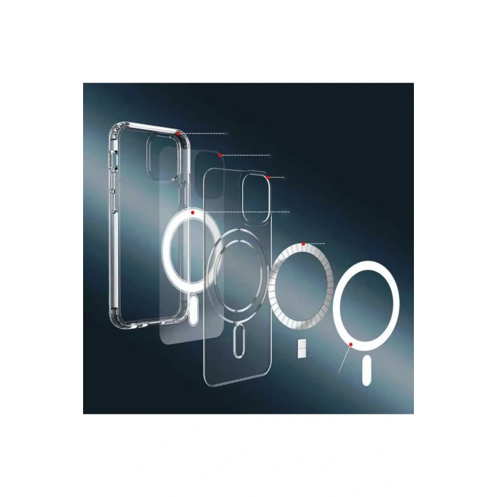 İEG® Iphone 14 Pro Kılıf Kamera Lens Korumalı Magsafe Destekli Şeffaf Darbe Emici Sert Kapak