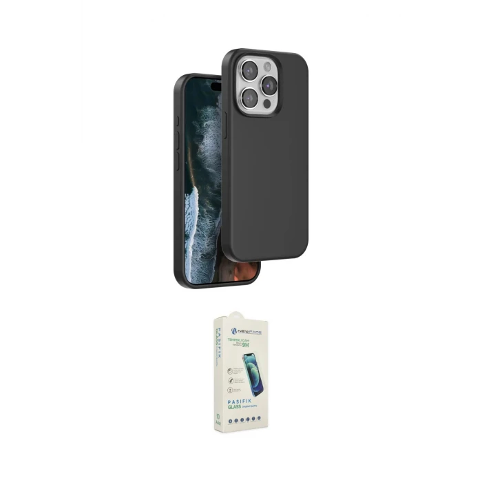 ieg™ iPhone 14 Pro Kılıf Kıvılcım Çizgi Serisi - Şeffaf Pasifik Cam Ekran Koruyucu