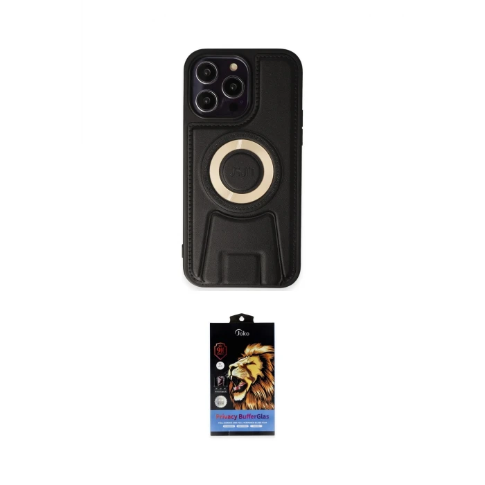 ieg™ iPhone 14 Pro Kılıf Kıvılcım Form Özel Seri - Siyah Buffer Hayalet Cam Ekran Koruyucu