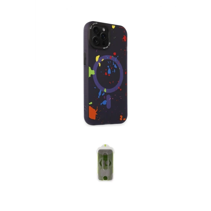 ieg™ iPhone 14 Pro Kılıf Kozmos Doku - Siyah Joko Magic 5D Hayalet Cam