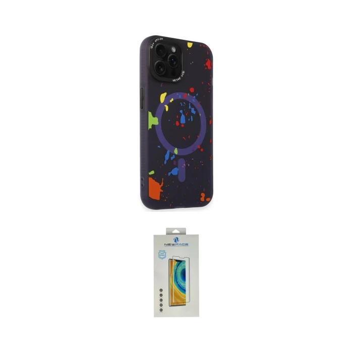 ieg™ iPhone 14 Pro Kılıf Kozmos Doku - Siyah Polymer Nano Ekran Koruyucu
