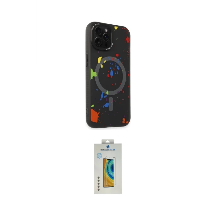 ieg™ iPhone 14 Pro Kılıf Kozmos Doku - Siyah Polymer Nano Ekran Koruyucu