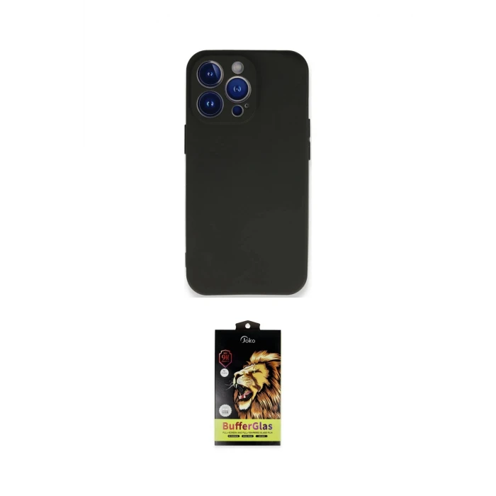 ieg™ iPhone 14 Pro Kılıf Kozmos Yansıma Özel Seri - Siyah Buffer Cam Ekran Koruyucu