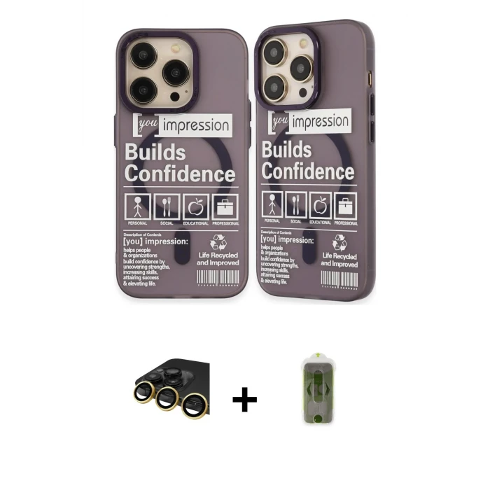 ieg™ iPhone 14 Pro Kılıf Nova Doku Koleksiyonu - Siyah Joko Magic 5D Hayalet Cam + Raze Metal Kamera Lens - GD