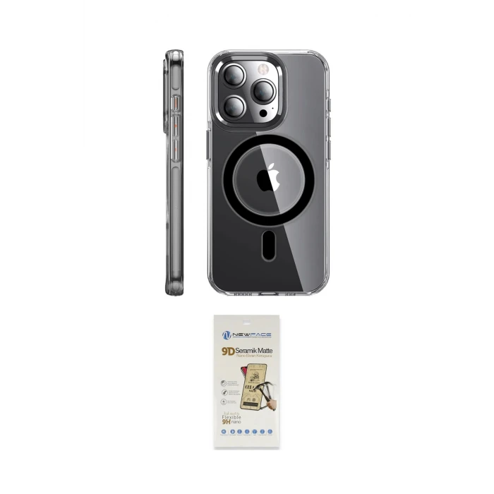 ieg™ iPhone 14 Pro Kılıf Nova Doku - Siyah Mat Seramik Nano Ekran Koruyucu