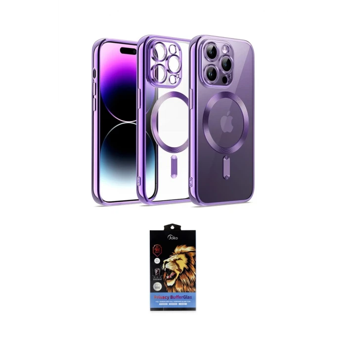 ieg™ iPhone 14 Pro Kılıf Nova Işık Özel Seri - Siyah Buffer Hayalet Cam Ekran Koruyucu