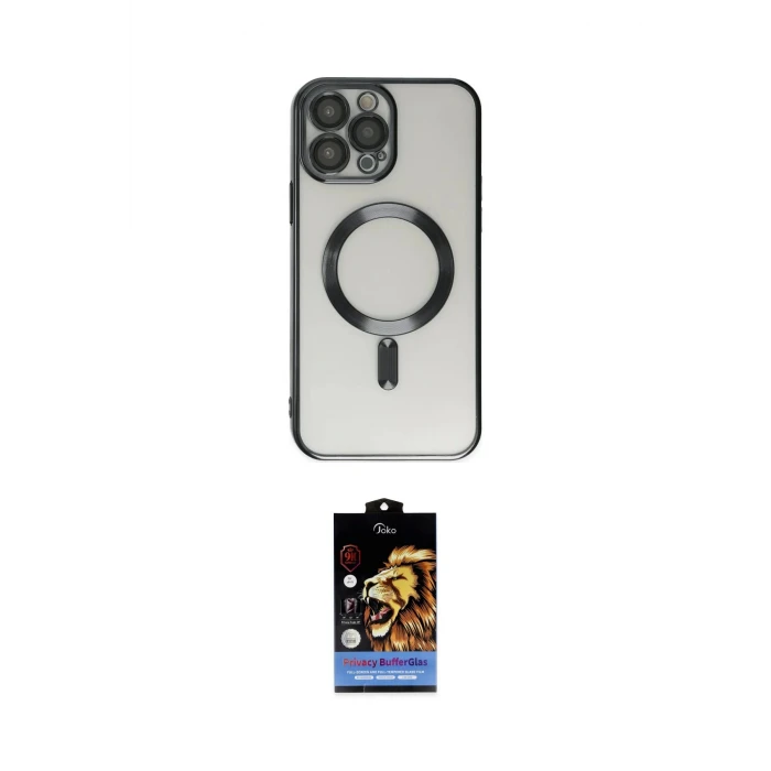 ieg™ iPhone 14 Pro Kılıf Nova Işık Özel Seri - Siyah Buffer Hayalet Cam Ekran Koruyucu