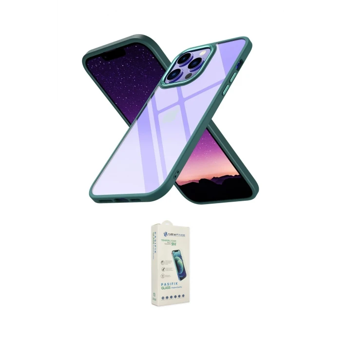 ieg™ iPhone 14 Pro Kılıf Nova Işık Serisi - Şeffaf Pasifik Cam Ekran Koruyucu
