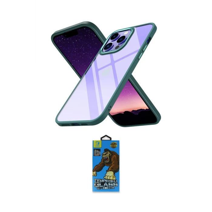 ieg™ iPhone 14 Pro Kılıf Nova Işık Serisi - Siyah 18D Cam Ekran Koruyucu