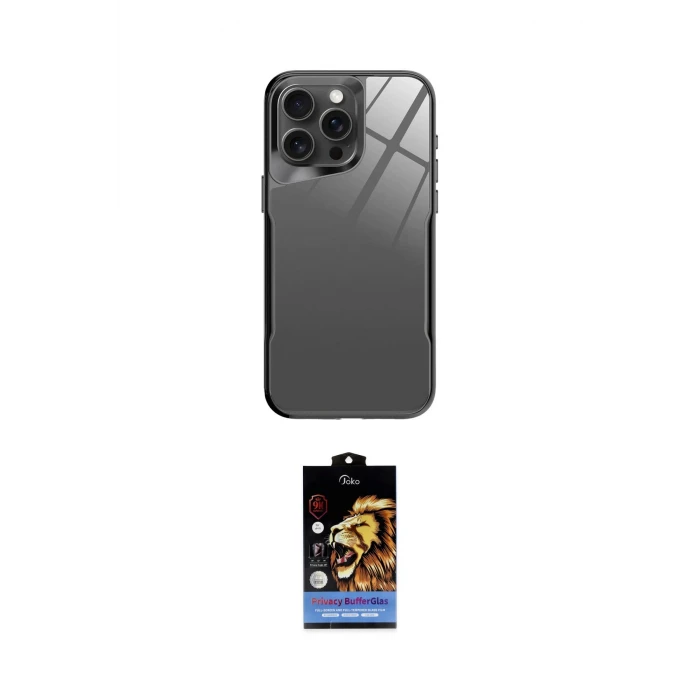 ieg™ iPhone 14 Pro Kılıf Odak Doku - Siyah Buffer Hayalet Cam Ekran Koruyucu