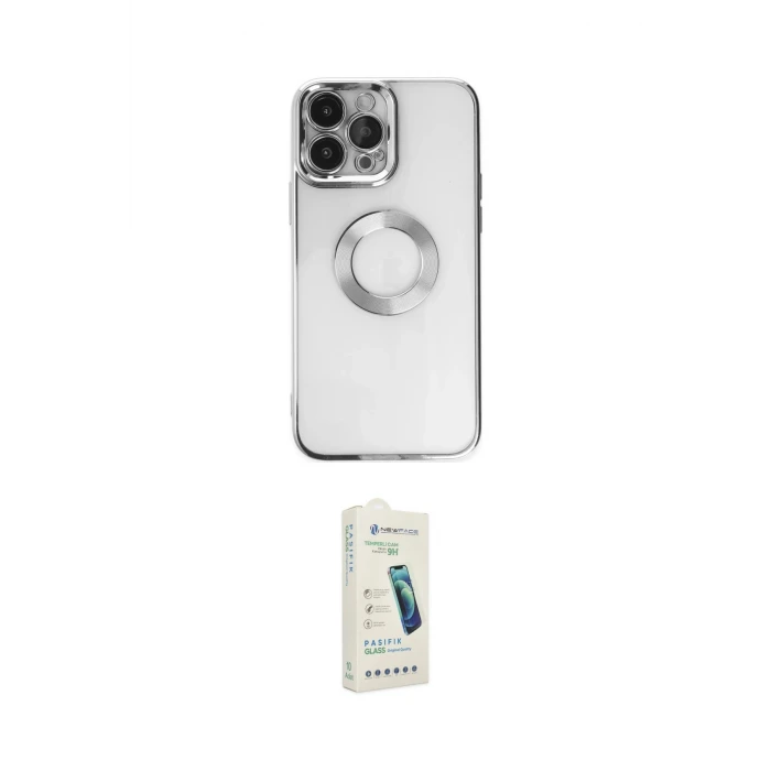 ieg™ iPhone 14 Pro Kılıf Pusula Form - Şeffaf Pasifik Cam Ekran Koruyucu