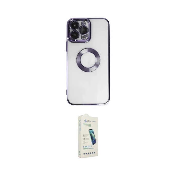 ieg™ iPhone 14 Pro Kılıf Pusula Form - Şeffaf Pasifik Cam Ekran Koruyucu