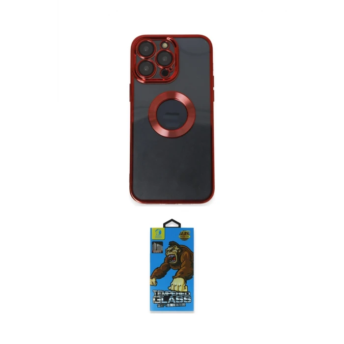 ieg™ iPhone 14 Pro Kılıf Pusula Form - Siyah 18D Cam Ekran Koruyucu
