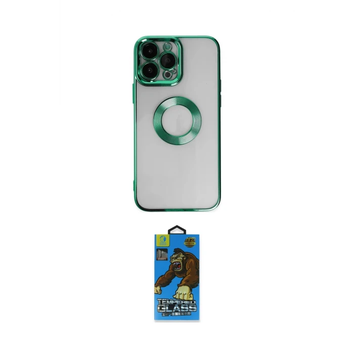 ieg™ iPhone 14 Pro Kılıf Pusula Form - Siyah 18D Cam Ekran Koruyucu