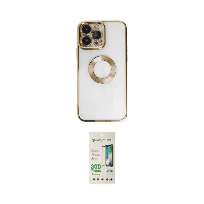ieg™ iPhone 14 Pro Kılıf Pusula Form - Siyah 20D Premium Cam Ekran Koruyucu