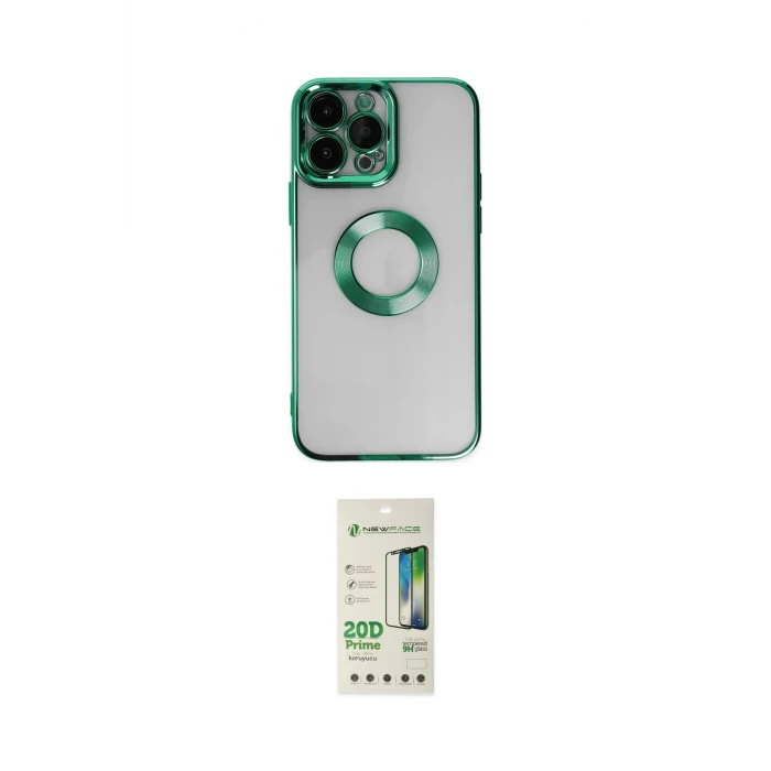 ieg™ iPhone 14 Pro Kılıf Pusula Form - Siyah 20D Premium Cam Ekran Koruyucu