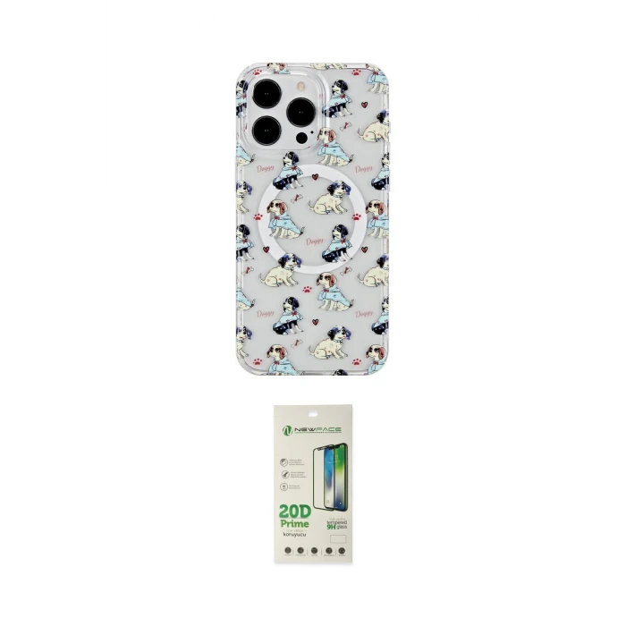 ieg™ iPhone 14 Pro Kılıf Pusula Form - Siyah 20D Premium Cam Ekran Koruyucu