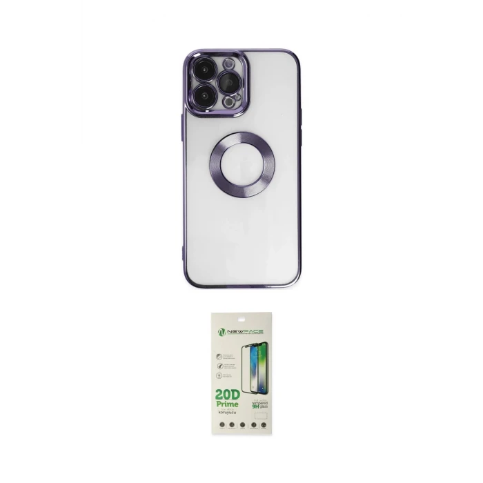 ieg™ iPhone 14 Pro Kılıf Pusula Form - Siyah 20D Premium Cam Ekran Koruyucu