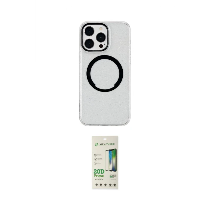 ieg™ iPhone 14 Pro Kılıf Pusula Form - Siyah 20D Premium Cam Ekran Koruyucu