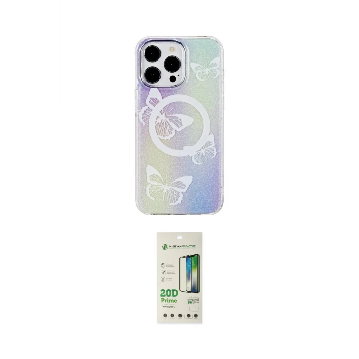 ieg™ iPhone 14 Pro Kılıf Pusula Form - Siyah 20D Premium Cam Ekran Koruyucu