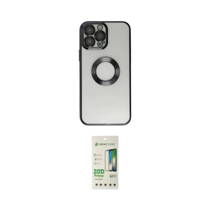 ieg™ iPhone 14 Pro Kılıf Pusula Form - Siyah 20D Premium Cam Ekran Koruyucu