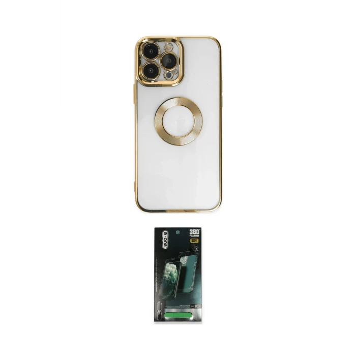 ieg™ iPhone 14 Pro Kılıf Pusula Form - Siyah 360 Mat Full Body Arka Koruyucu