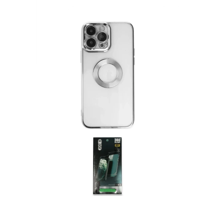 ieg™ iPhone 14 Pro Kılıf Pusula Form - Siyah 360 Mat Full Body Arka Koruyucu