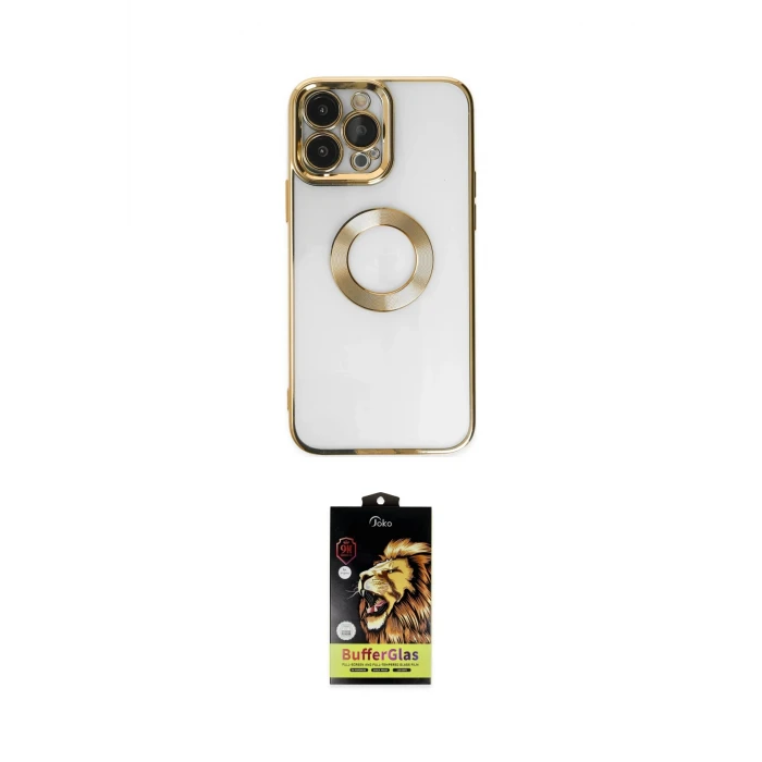 ieg™ iPhone 14 Pro Kılıf Pusula Form - Siyah Buffer Cam Ekran Koruyucu