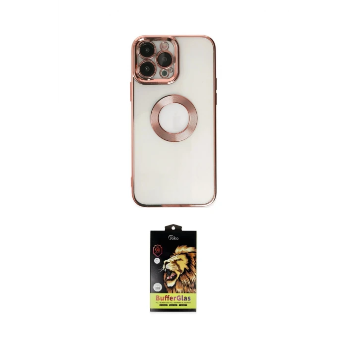 ieg™ iPhone 14 Pro Kılıf Pusula Form - Siyah Buffer Cam Ekran Koruyucu