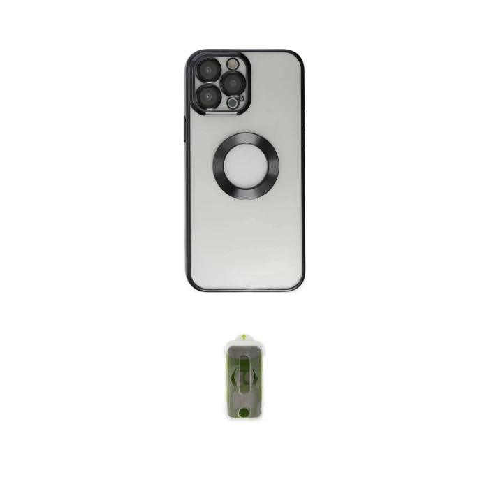 ieg™ iPhone 14 Pro Kılıf Pusula Form - Siyah Joko Magic 5D Hayalet Cam